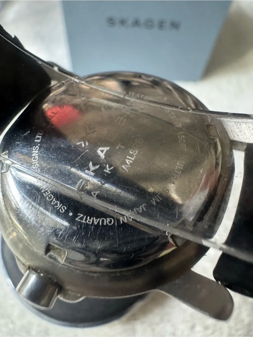 Skagen Black Dial Men's Aktiv Watch with Red Second Hand